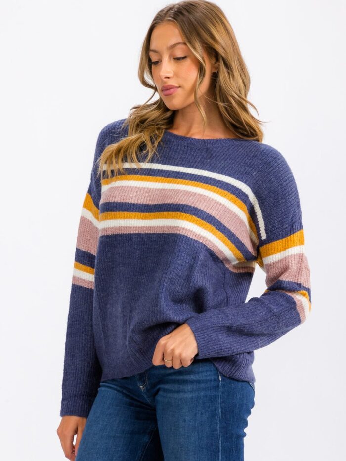 Ribbed Striped Sweater - Image 2