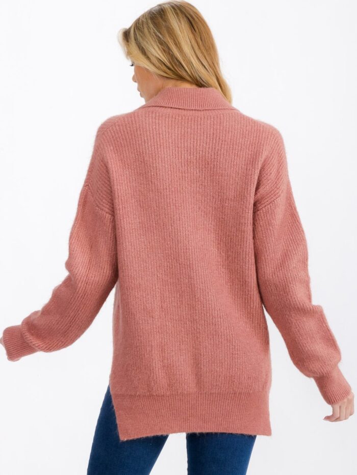 Dusty Rose Collared Sweater - Image 3