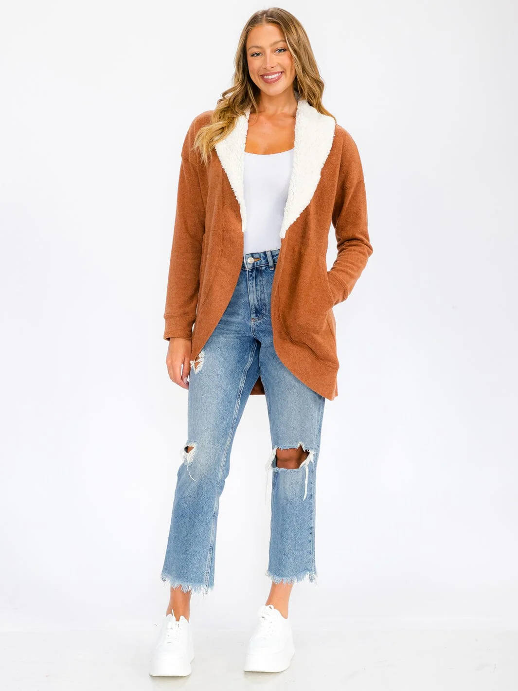 Sherpa Lined Open Cardigan