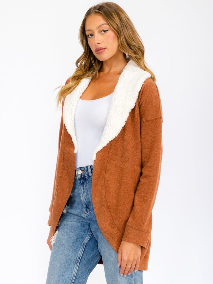 Sherpa Lined Open Cardigan