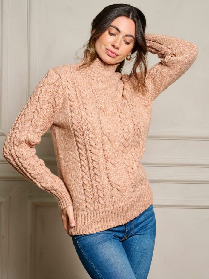 Cable Detail  Mock Neck Sweater