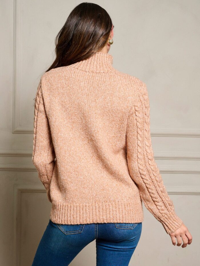 Cable Detail  Mock Neck Sweater - Image 2