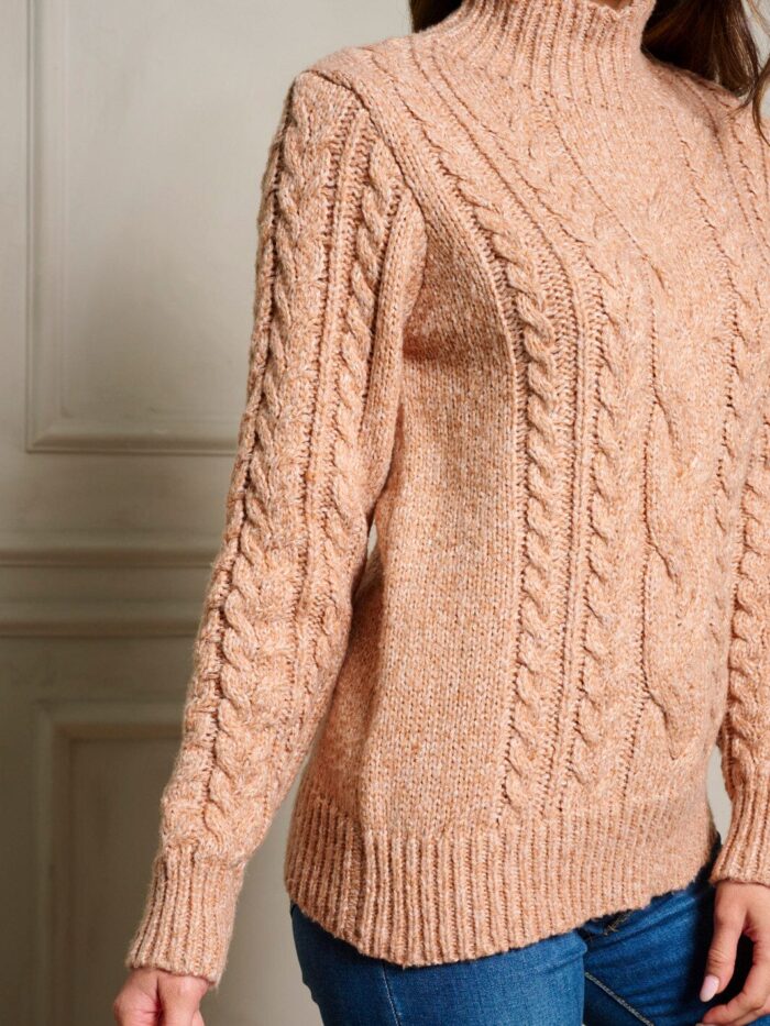 Cable Detail  Mock Neck Sweater - Image 3