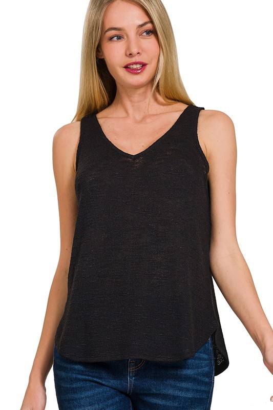 Slub Knit V-Neck Tank