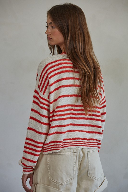 Red Stripe Spring Cardigan