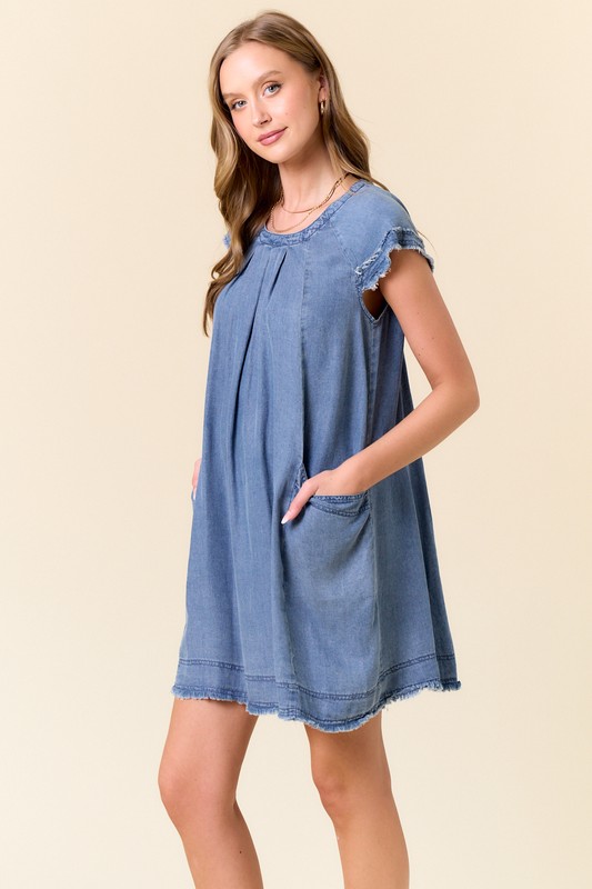 Relaxed Chambray Mini Dress