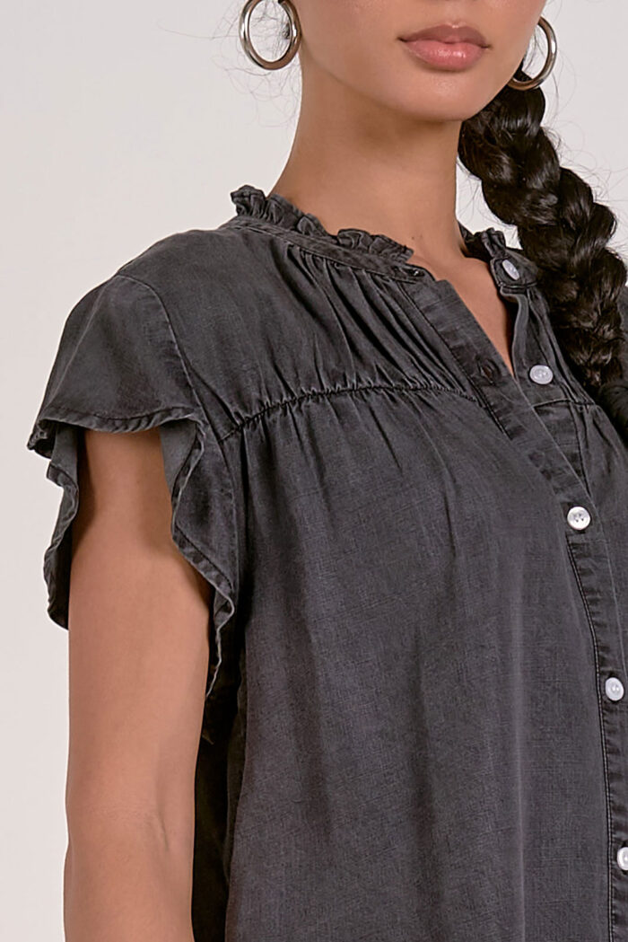 Charcoal Button Front Top - Image 2