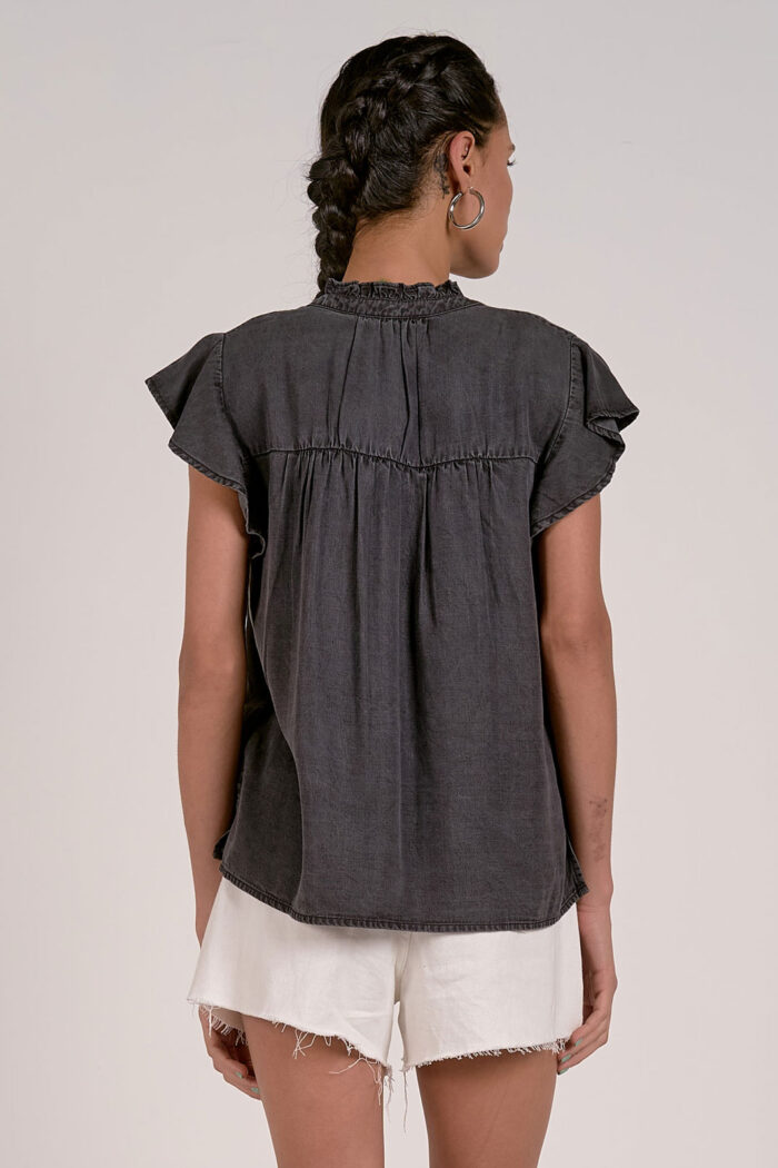 Charcoal Button Front Top - Image 3