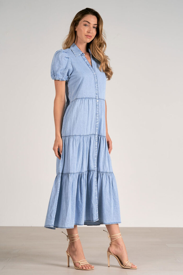 Chambray Tiered Maxi Dress - Image 2