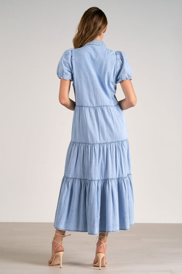 Chambray Tiered Maxi Dress - Image 3