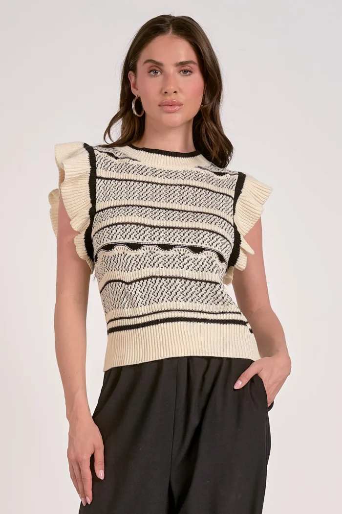 Short Sleeve Ruffle Sweater - Image 4