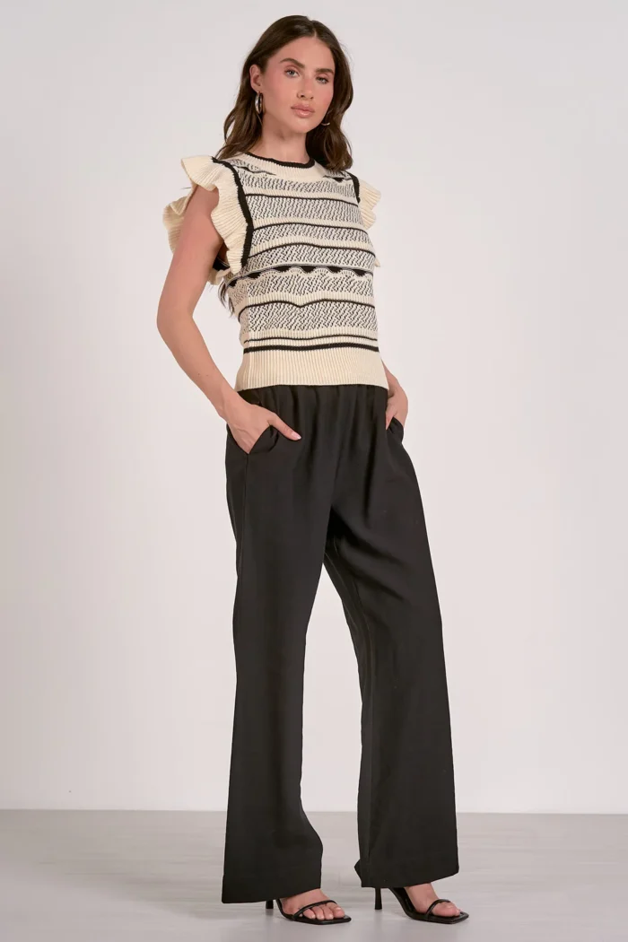 Short Sleeve Ruffle Sweater - Image 3