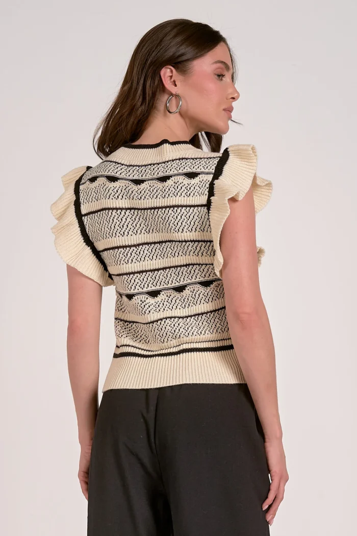 Short Sleeve Ruffle Sweater - Image 2