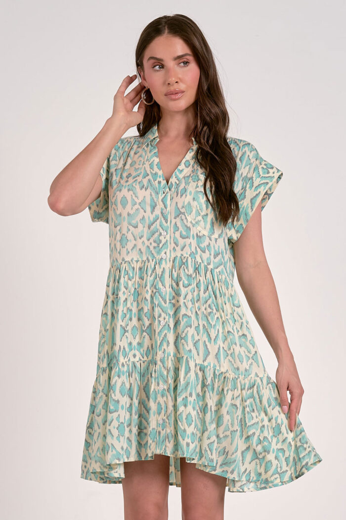 Cap Sleeve Button Down Dress