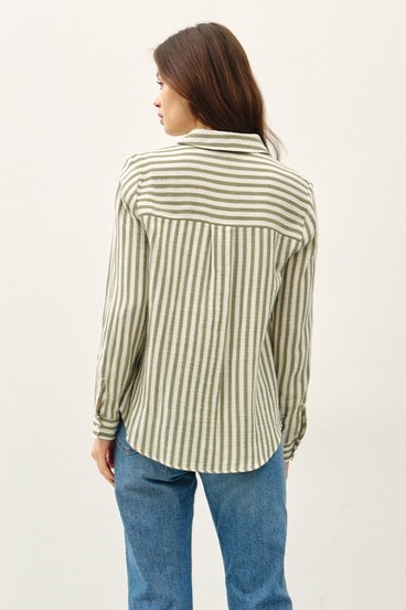 Gauze Striped Button Down