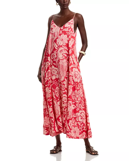 Spaghetti Strap Maxi, Red Print