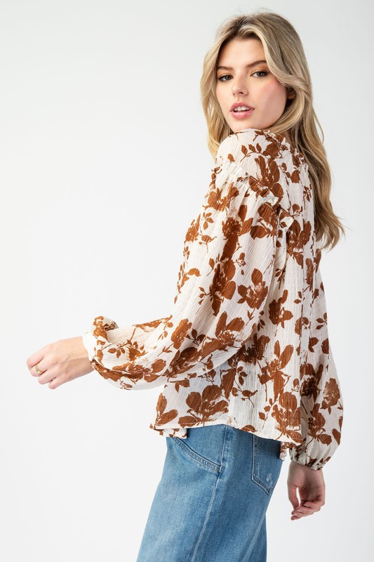 Brown Floral Blouse