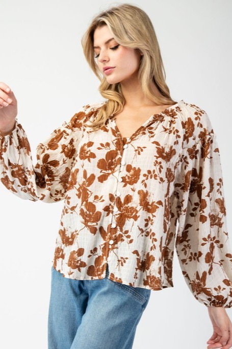 Brown Floral Blouse