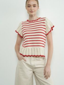 Crochet Sweater, Red Stripe