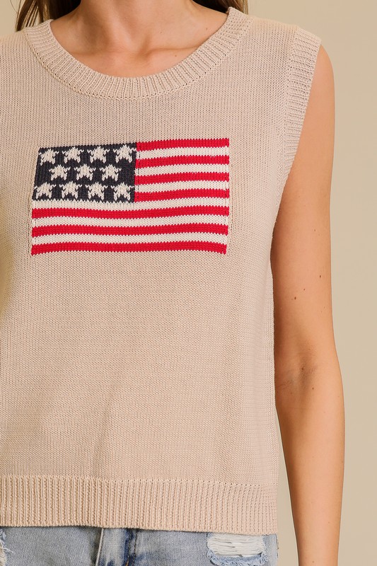 Flag Sleeveless Sweater