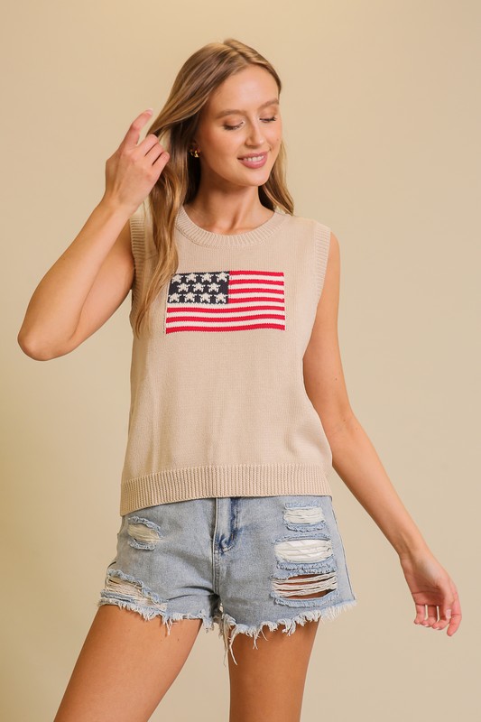 Flag Sleeveless Sweater