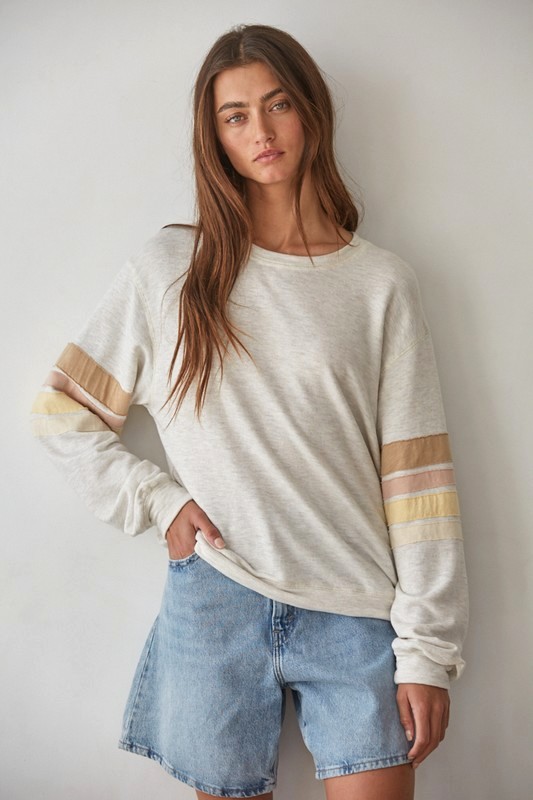 Crewneck Striped Sleeve Sweatshirt