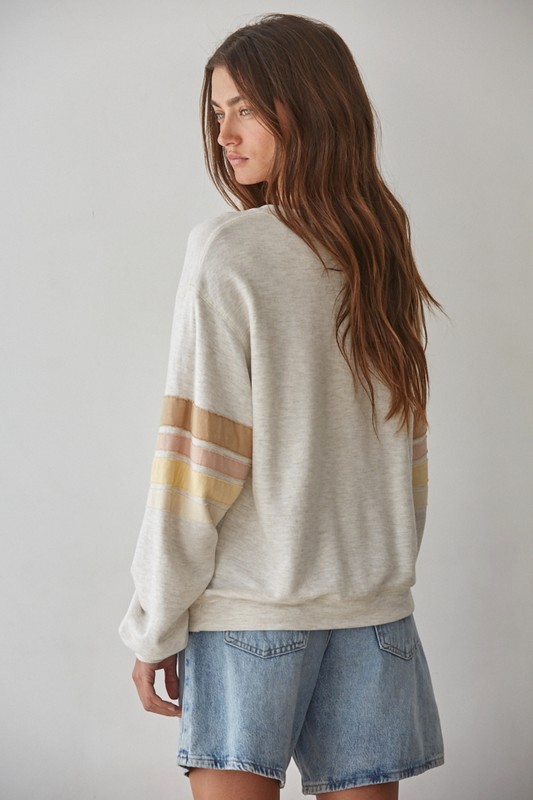 Crewneck Striped Sleeve Sweatshirt