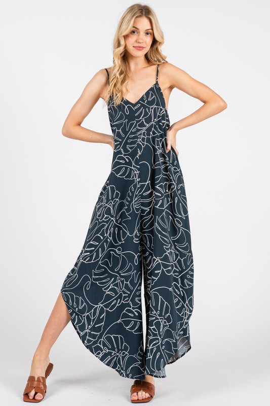 Woven Jumpsuit, Tropical Print