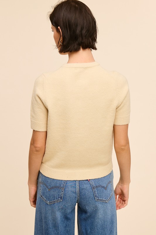 Short Sleeve Cardigan, Oatmeal