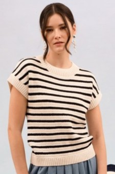 Cap Sleeve Stripe Sweater