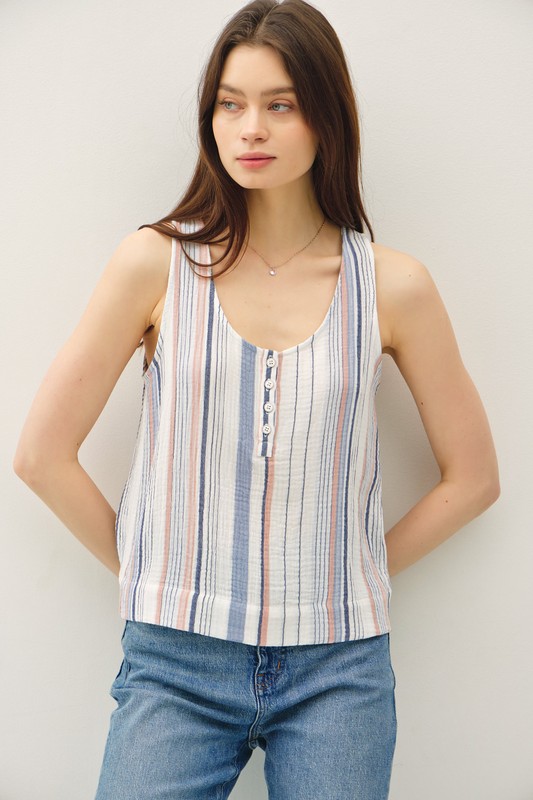 Striped Gauze Tank