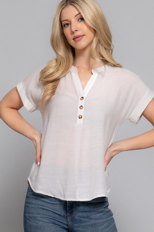 Natural Woven Stripe Top