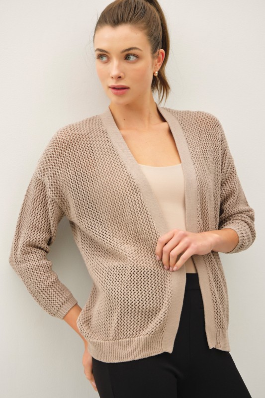 Open Cotton Knit Cardigan