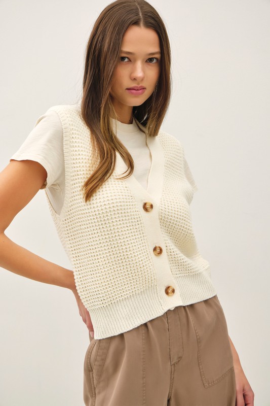 Waffle Knit Sweater Vest