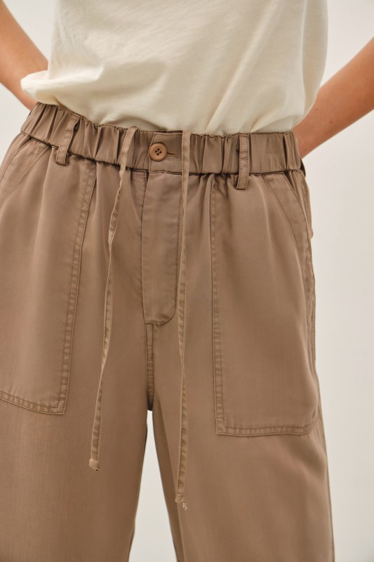 Tencel Drawstring Crop Pant