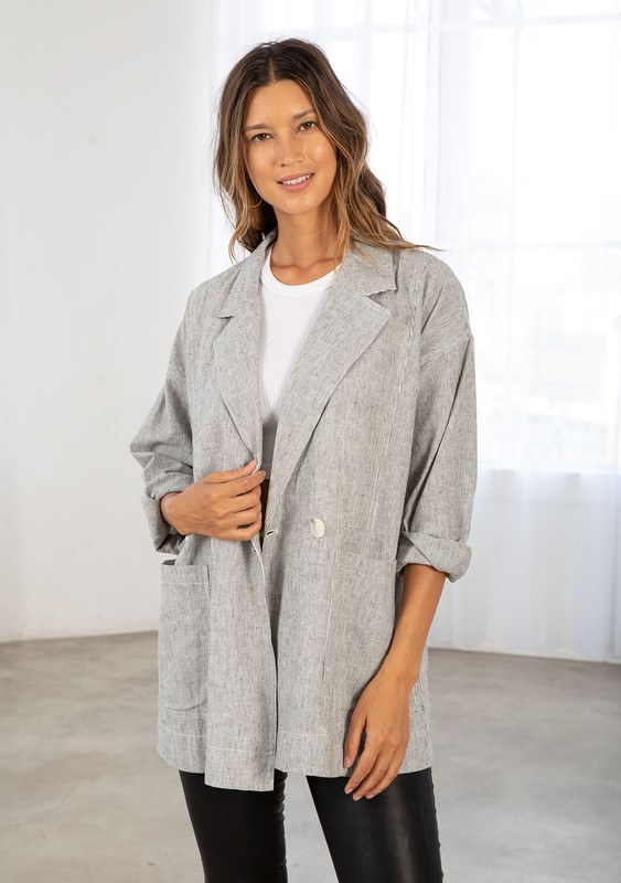 Stripe Linen Blend Blazer