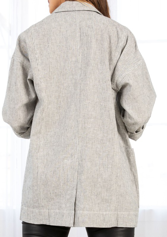 Stripe Linen Blend Blazer