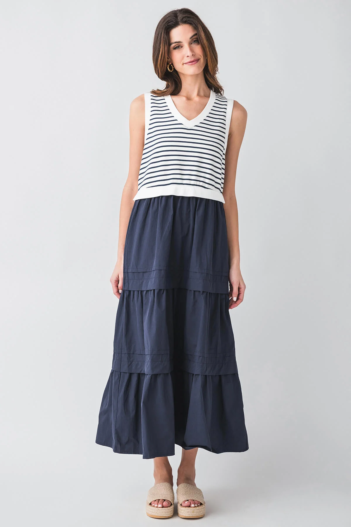 Mixed Media Tiered Dress