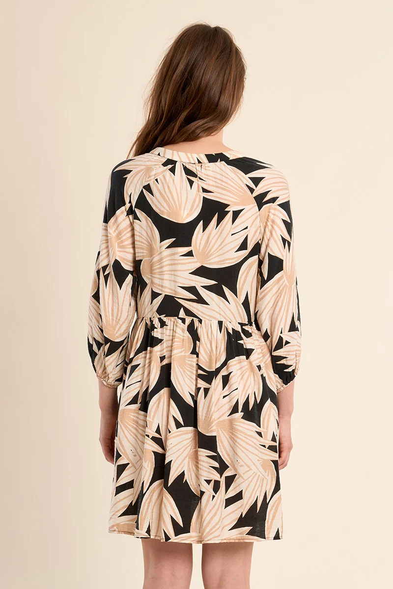 Black Palm Print Dress