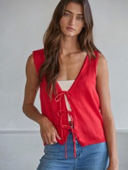 Red Tie Front Vest