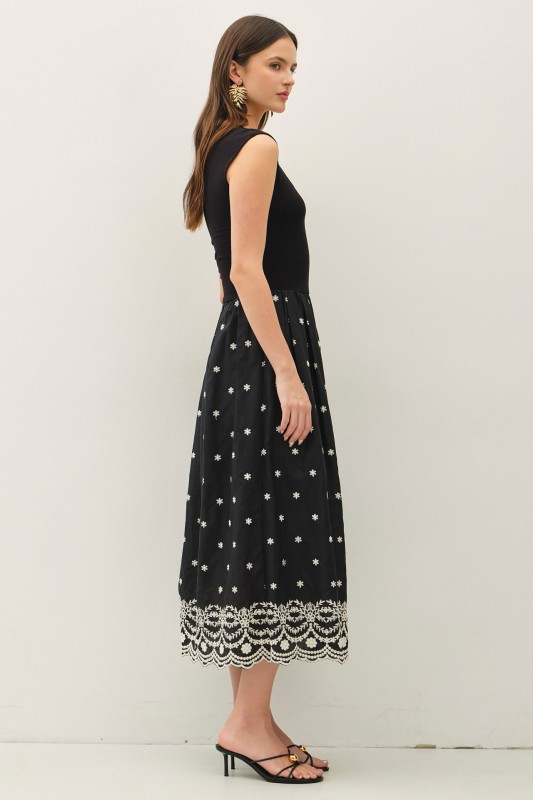 Scoop Neck Embroidered Dress