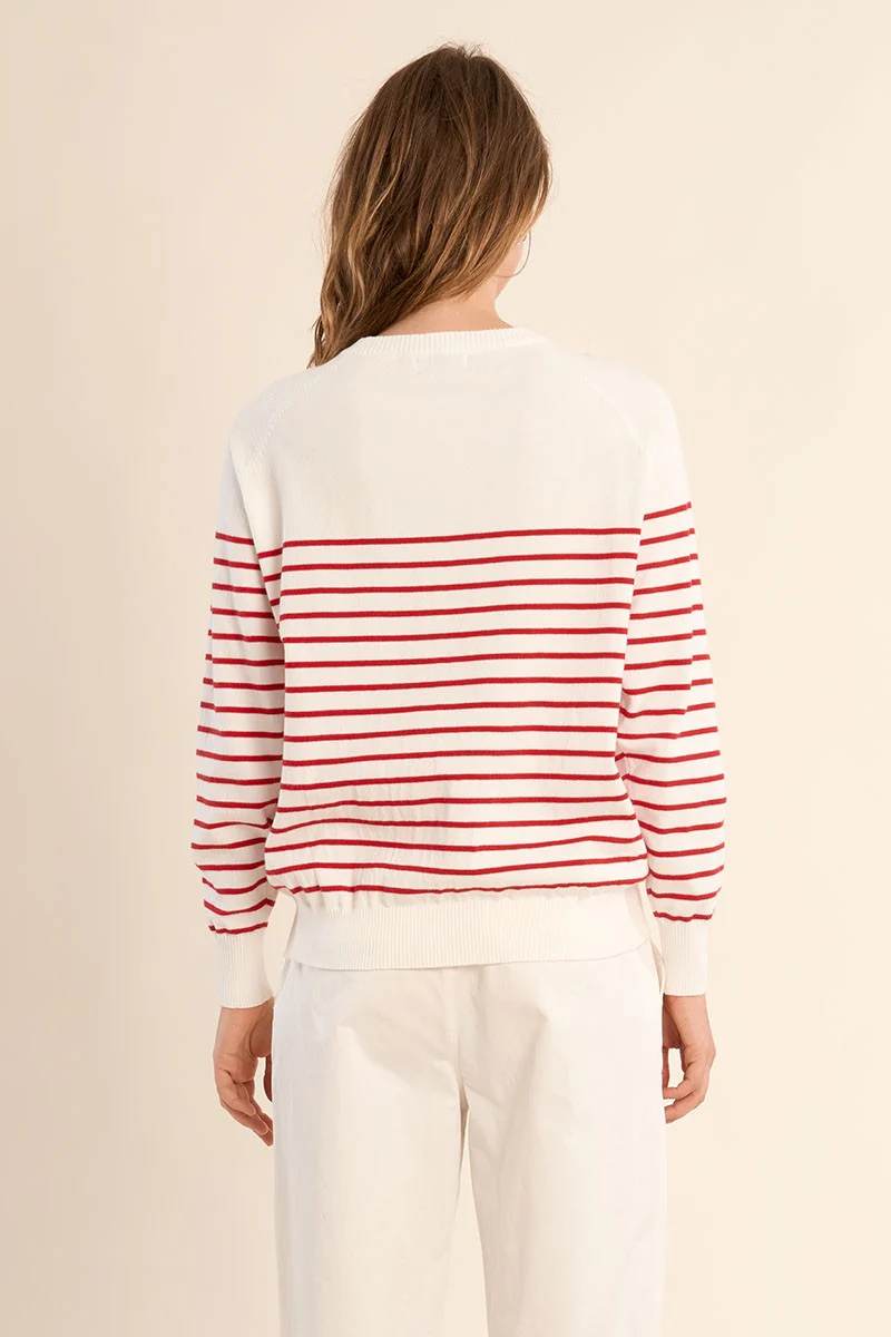 Button Detail Stripe Sweater