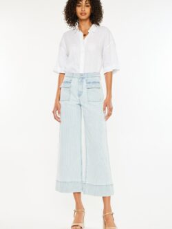Faded Pinstripe Crop Jeans