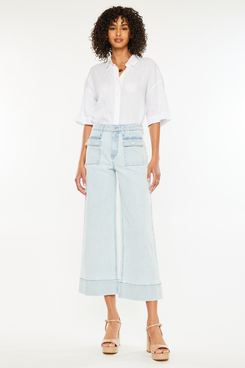 Faded Pinstripe Crop Jeans