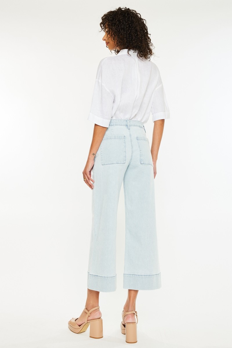 Faded Pinstripe Crop Jeans