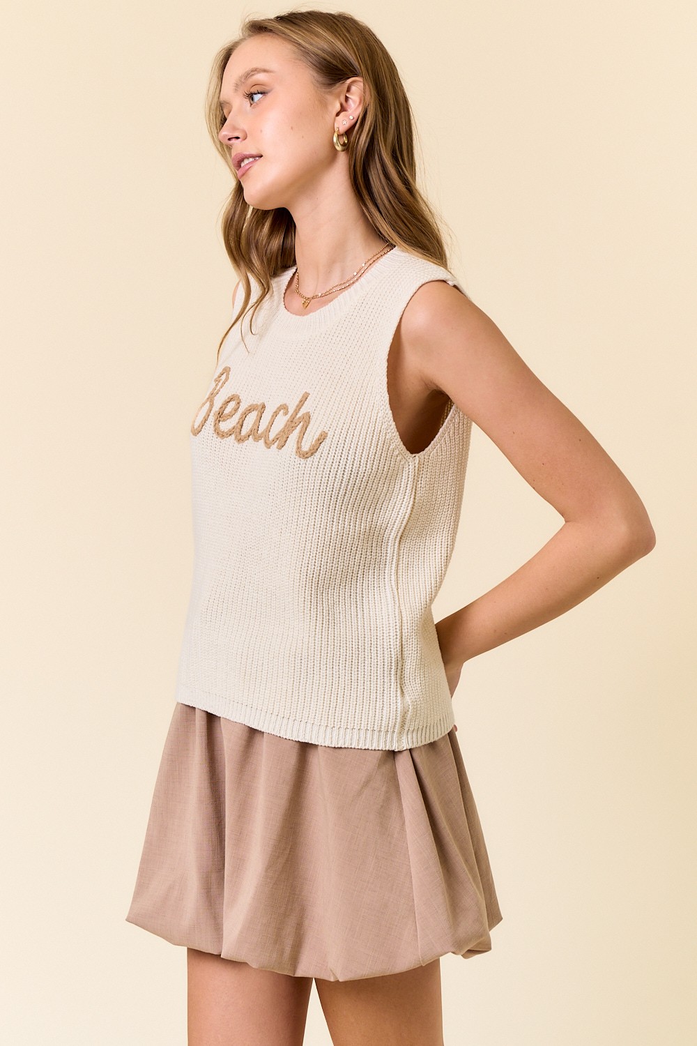 Beach Embroidered Sweater Tank