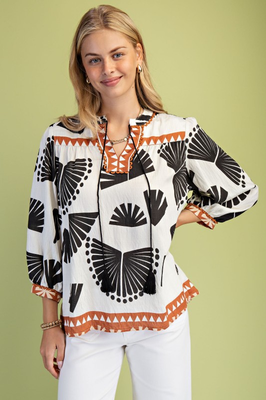 Split Neck Woven Top