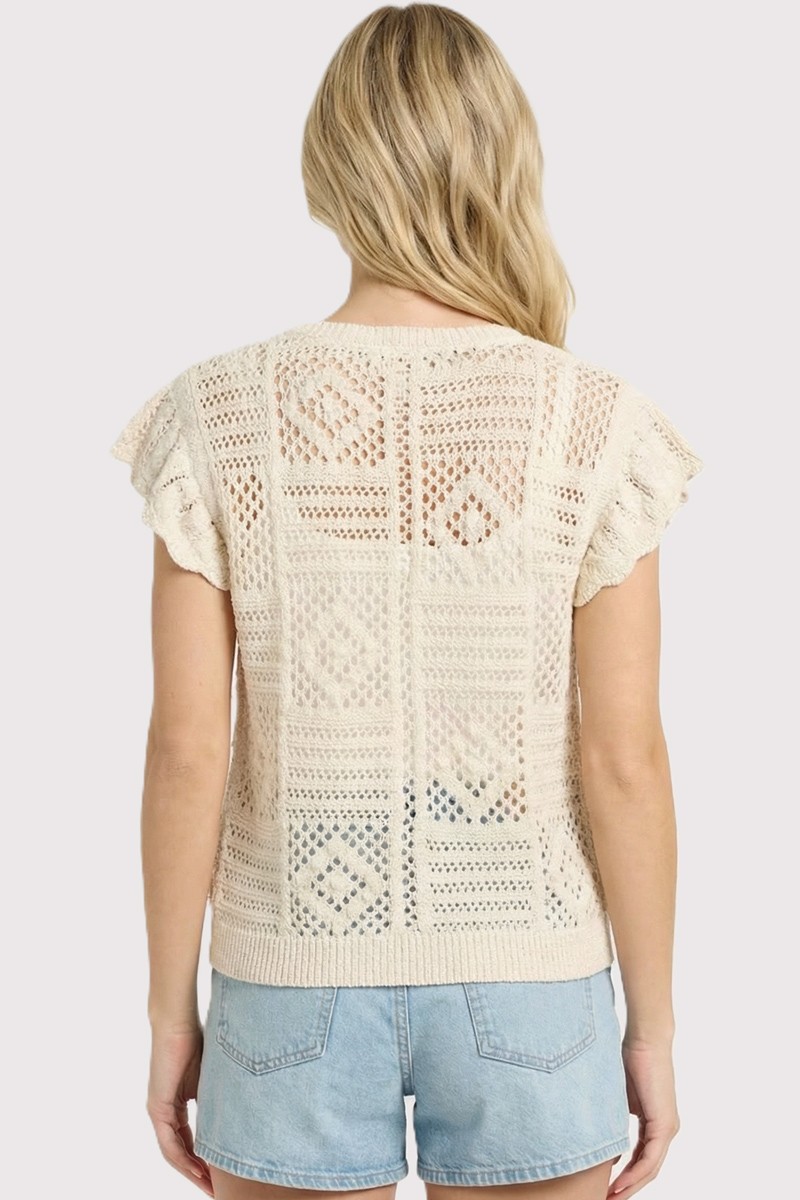 Crochet Flutter Sleeve Cardigan