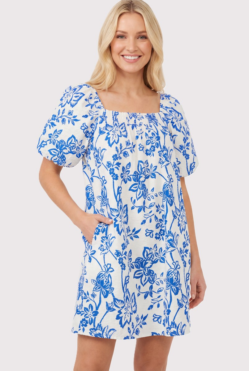 Floral Bubble Sleeve Dress