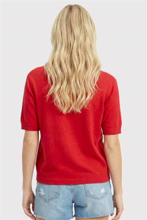 Short Sleeve Red Sweater